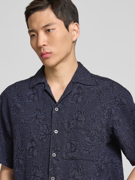 JACK & JONES Premium Freizeithemd mit Knopfleiste Modell 'AARON' Dunkelblau 3