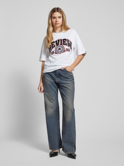 REVIEW T-Shirt mit Label-Print Weiss 1