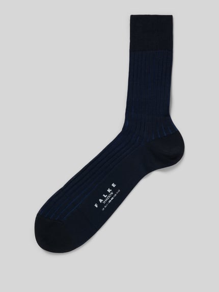 Produktfoto, Socken aus reiner Baumwolle Modell 'Shadow' von Falke, wadenlang, zweifarbige Rippstruktur, verstärkte Belastungszonen