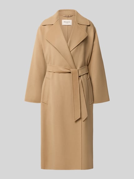 Produktfoto, beigefarbener Regular Fit Mantel aus Schurwoll-Mix Modell 'OPEROSO' von Weekend Max Mara, glatte Oberfläche, klare Linien