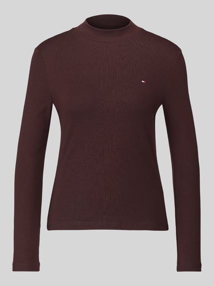 Tommy Hilfiger Slim Fit Langarmshirt aus reiner Baumwolle Dunkelbraun 2