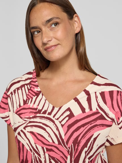 s.Oliver RED LABEL relaxed fit T-shirt met all-over motief Felroze - 3