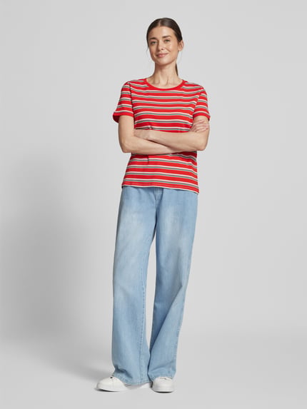 Jake*s Casual T-Shirt mit mit Streifenmuster Kirsche 1