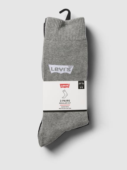 Levi's® Socken mit Label-Details im 3er-Pack Mittelgrau Melange 3