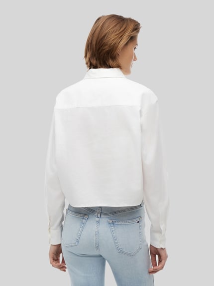 Tommy Jeans Relaxed Fit Hemdbluse aus reiner Baumwolle Weiss 5