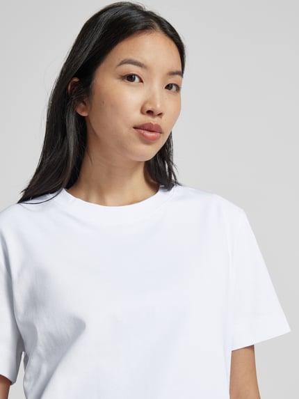 Selected boxy fit T-shirt van katoen- en viscosemix model 'ESSENTIAL' Wit - 3