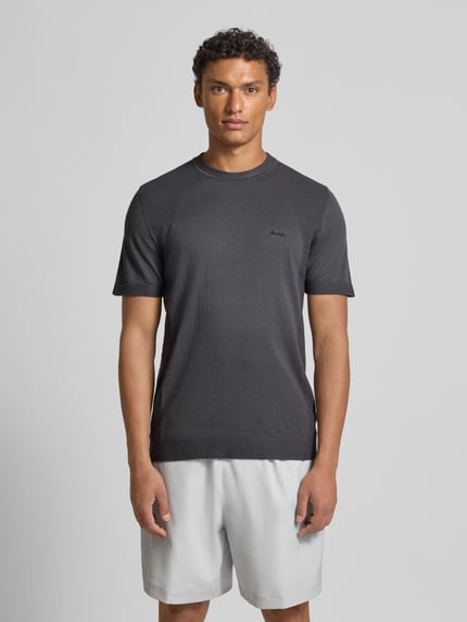 BOSS Green T-shirt o kroju regular fit z mieszanki bawełny model ‘MOMENTUM’ Ciemnoszary 4