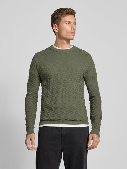 ONLY & SONS Regular Fit Strickpullover mit Strukturmuster Modell 'KALLE' Oliv 4
