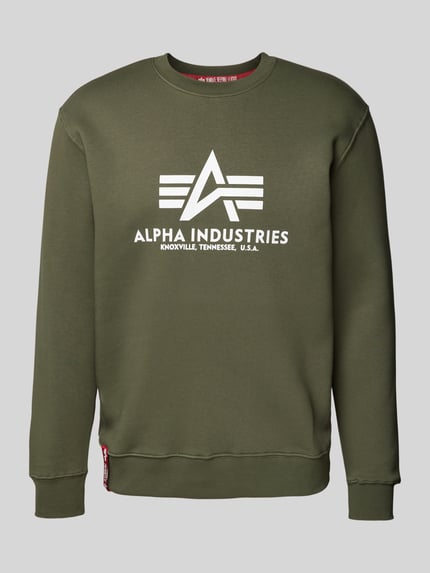 Alpha Industries Bluza z Nadruk z logo Model 'BASIC SWEATER' Oliwkowy 2