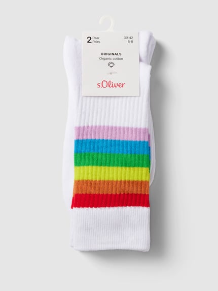 s.Oliver RED LABEL Socken mit Kontraststreifen im 2er-Pack Weiss 3