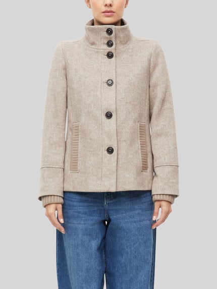 s.Oliver RED LABEL Mantel mit hohem Stehkragen Taupe Melange 3