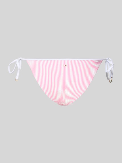 Produktfoto, Bikinihose aus Seesucker mit Bindebändern von TOMMY HILFIGER, rosa-weißes Allover-Muster, Logo-Applikation vorn, Regular Fit