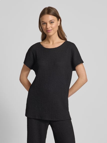 Christian Berg Woman T-Shirt mit geripptem Rundhalsausschnitt Black 4