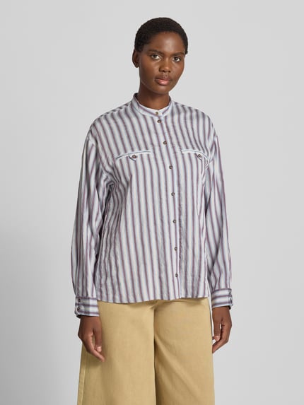 Jake*s Casual Relaxed Fit Langarmbluse aus Viskose-Mix Bleu 4