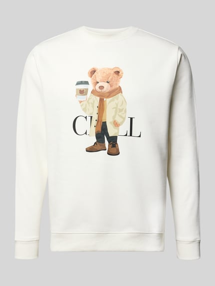 CHILL PILL Bluza z nadrukiem z motywem Złamany biały 2