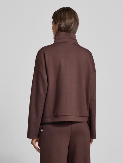 Rich & Royal Sweatjack van viscosemix met tweewegsritssluiting Donkerbruin - 5