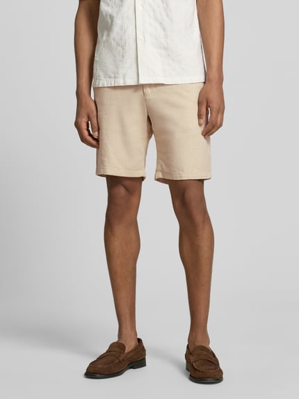 Selected Szorty chino o kroju regular fit z mieszanki bawełny i lnu model 'BRODY' Beżowy 4