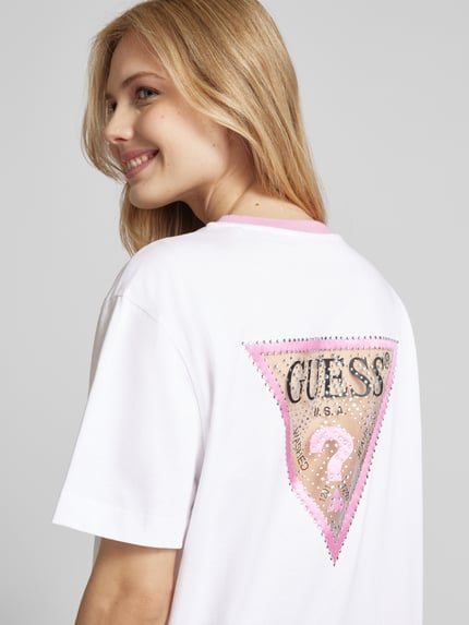 GUESS T-shirt met strass-steentjes Wit - 3