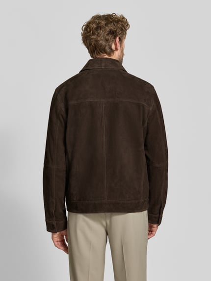 Strellson Regular fit jack van echt lamsleer model 'FLINT' Donkerbruin - 5