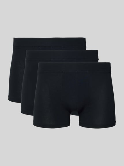Produktfoto, Trunks mit elastischem Bund im 3er-Pack von Christian Berg Men in Schwarz, Baumwoll-Micromodal-Mix mit Stretch-Anteil, körpernaher Schnitt