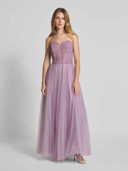 Mascara Off-Shoulder-Abendkleid mit Spitze und Ziersteinbesatz Flieder 4