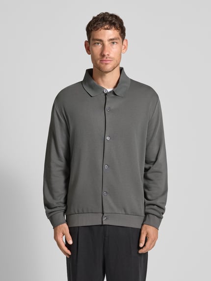 Lindbergh Regular Fit Sweatjacke aus Baumwoll-Mix Mittelgrau 4