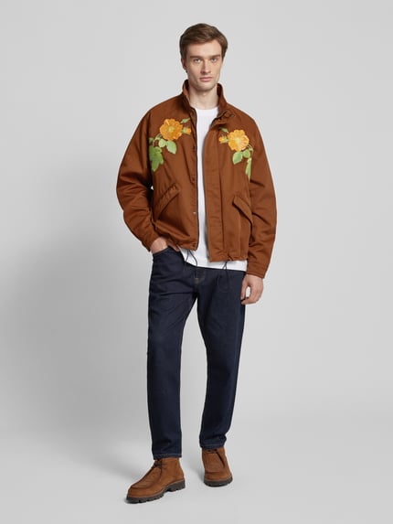 HUGO Jacke mit Motiv-Stitching Modell 'Brey' Mittelbraun 1