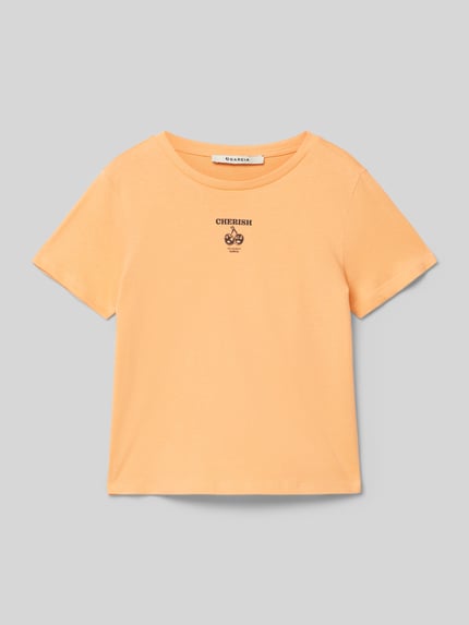 Garcia T-Shirt mit Motiv- und Statement-Print Apricot 1