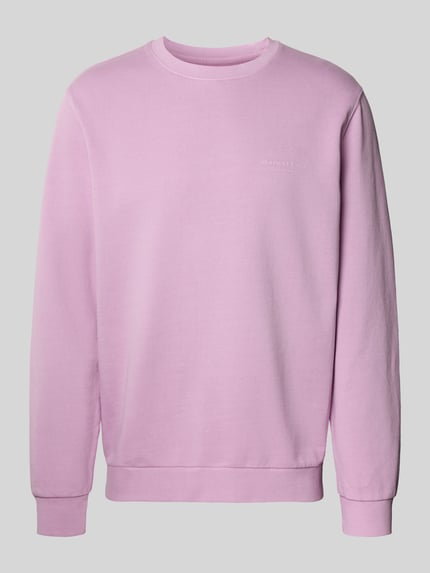 Produktfoto, Regular Fit Sweatjacke aus reiner Baumwolle von Marc O'Polo in Rosa, unifarben, Crew Neck, Sweatstoff mit geripptem Abschluss.