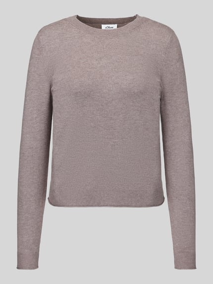 s.Oliver RED LABEL Slim Fit Pullover aus Viskose-Mix Taupe Melange 2