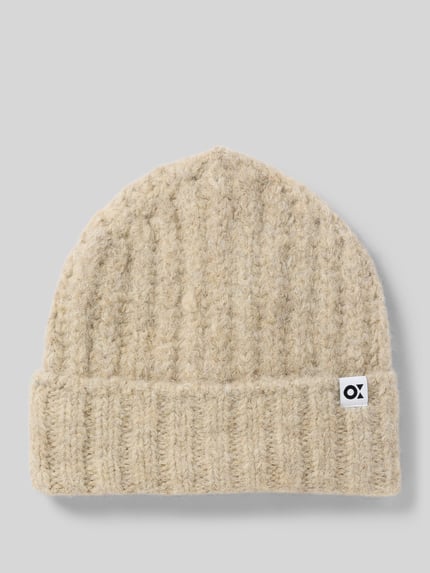 OPUS Czapka beanie z detalem z logo model ‘Acotta’ Beżowy 1