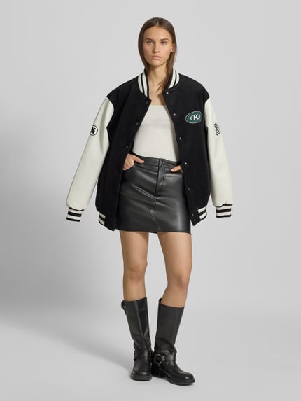 NOISY MAY® Minirok in leerlook, model 'KATE' Zwart - 1