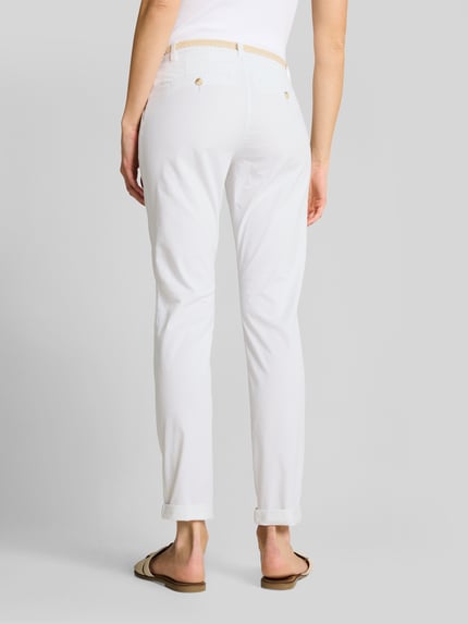 Tom Tailor regular fit chino van katoenmix met riem Wit - 5