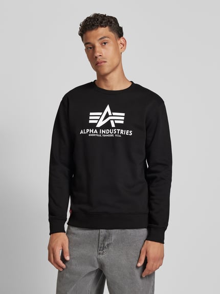 Alpha Industries Bluza z Nadruk z logo Model 'BASIC SWEATER' Czarny 4