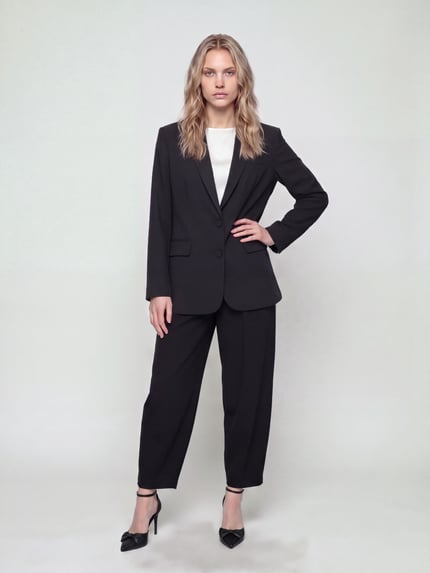 Jake*s Cocktail Regular Fit Longblazer mit Schulterpolstern Black 1