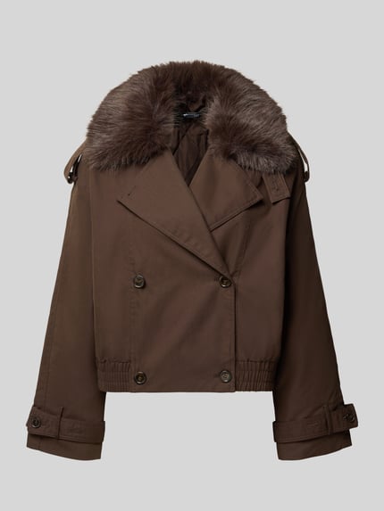 Gina Tricot Regular Fit Jacke mit Kunstpelz Dunkelbraun 1