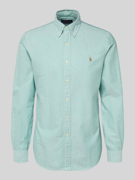 Produktfoto, Freizeithemd mit Knopfleiste von Polo Ralph Lauren in Mintgrün aus reiner Baumwolle, Regular Fit, Button-Down-Kragen, Label-Stitching