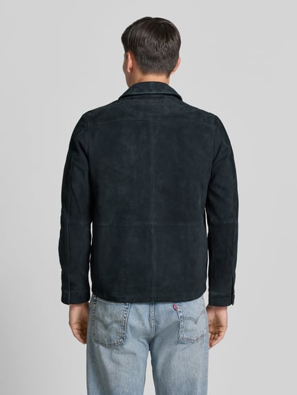 DRYKORN Leren jack met ritssluiting model 'JERSON' Marineblauw - 5