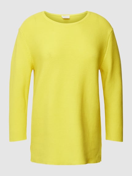 Milano Italy Strickpullover mit geripptem Rundhalsausschnitt GELB 2