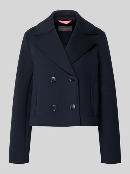 Productfoto, Regular Fit Jacke met viscose van Christian Berg Woman Selection, donkerblauw, dubbele knoopsluiting, steekzakken