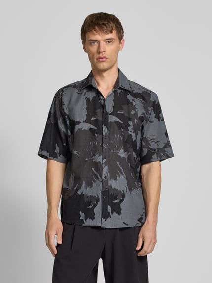 ONLY & SONS Relaxed Fit Freizeithemd aus Baumwoll-Leinen-Mix Modell 'CAIDEN' Black 4