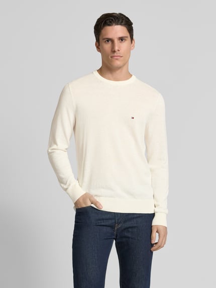 Tommy Hilfiger Strickpullover mit Leinen-Anteil Ecru 4
