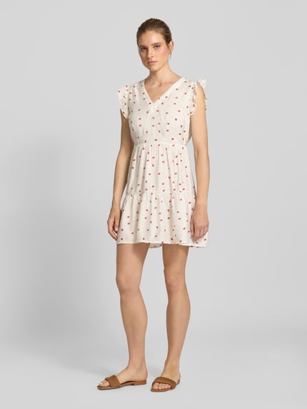 VERO MODA Uitlopende mini-jurk van viscosemix, model 'ODETTE' Wit - 1