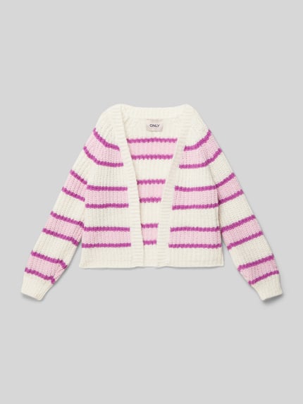 ONLY Comfort Fit Strickjacke mit Grobstrick Muster Modell 'NORDIC' Lila 1