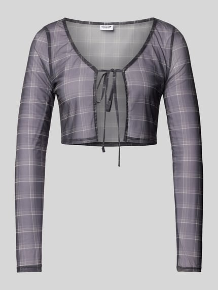 NOISY MAY® Cropped Bluse mit Schnürung Modell 'LESLEY' Anthrazit 2