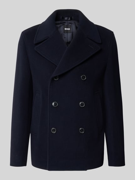 BOSS Slim Fit Mantel aus Woll-Mix Modell 'H-Hyde-Peacoat-264' Marine 2
