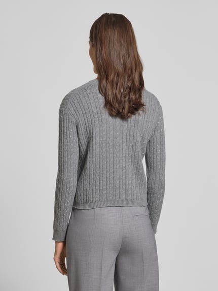 Max Mara Studio Slim fit gebreide pullover van zuivere scheerwol, model 'USSURI' Middengrijs gemêleerd - 5