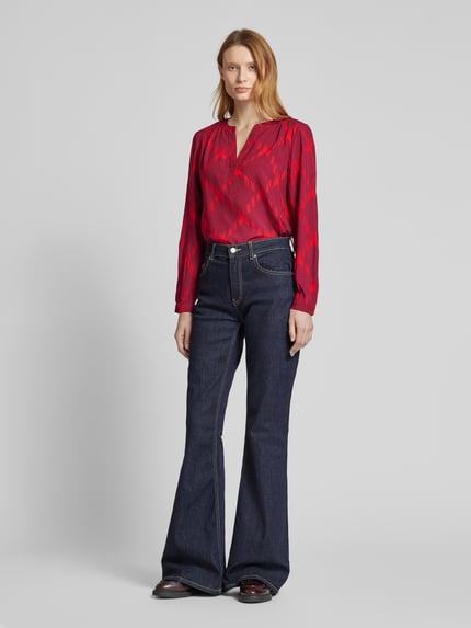 Street One Blouseshirt met V-hals Donkerrood - 1