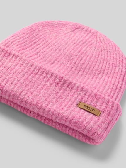 Produktfoto, Beanie mit Label-Patch Modell 'Witzia Beanie' von Barts in Rosa mit grober Rippenstruktur, Damen Mütze von Barts