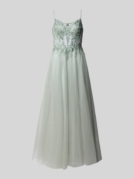 LUXUAR FASHION Avondjurk met siersteentjes Groen - 2